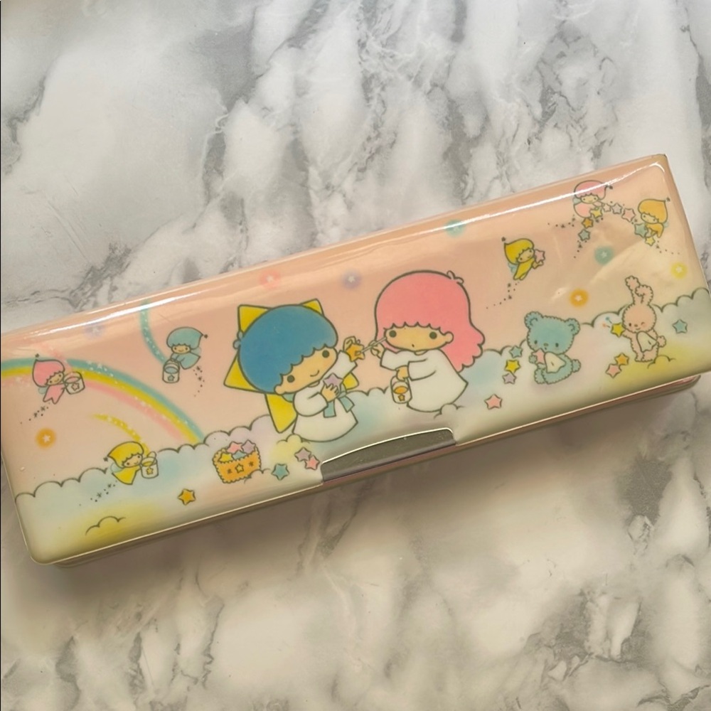 Vintage LITTLE TWIN STARS Sanrio Pencil Case, 1984 - Japan AS IS